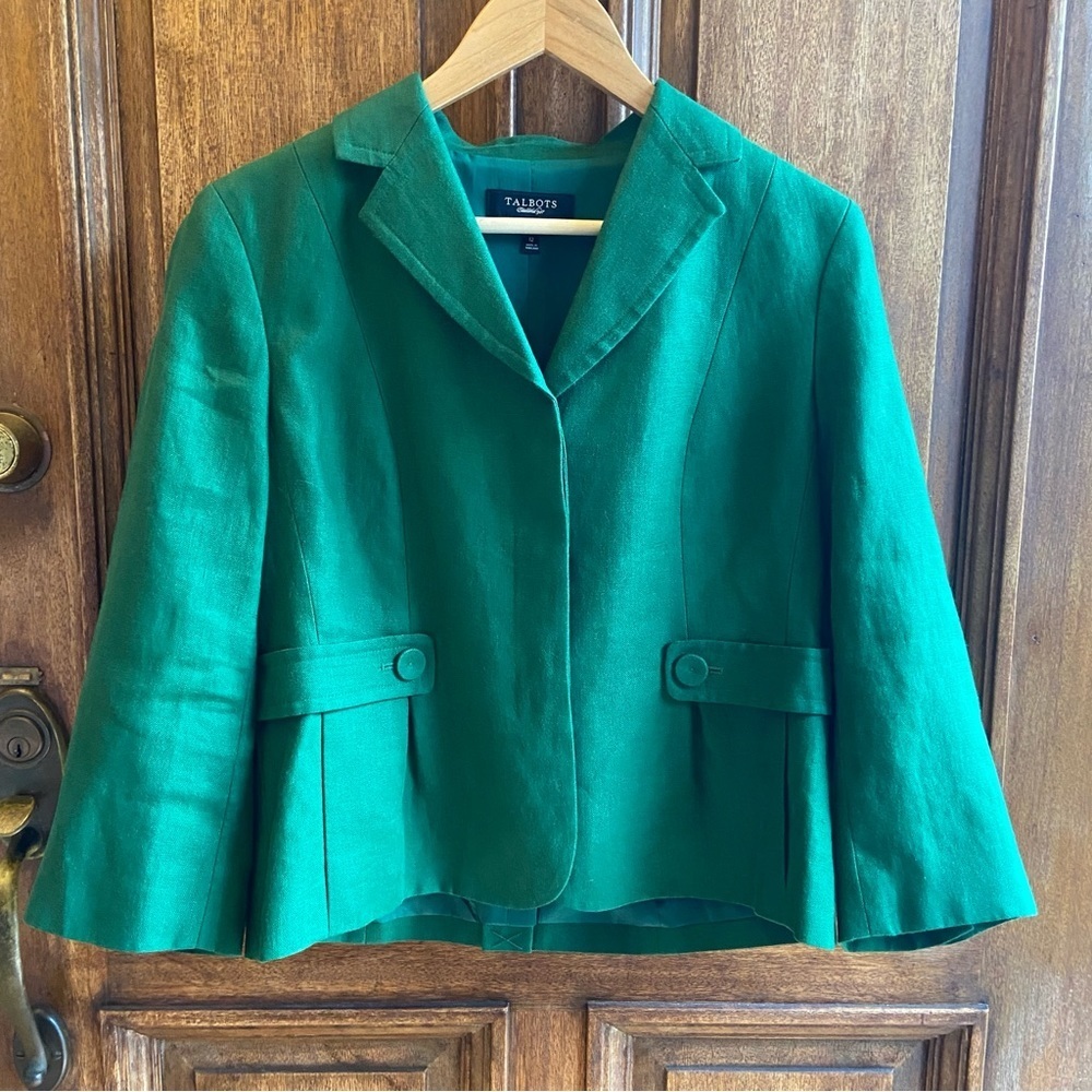 Talbots Irish Linen Hunter Green Blazer NWOT